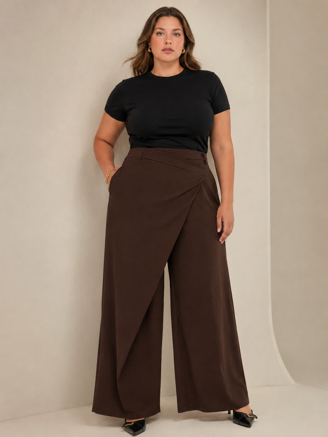 Pantalon Portefeuille Kenza Chocolat